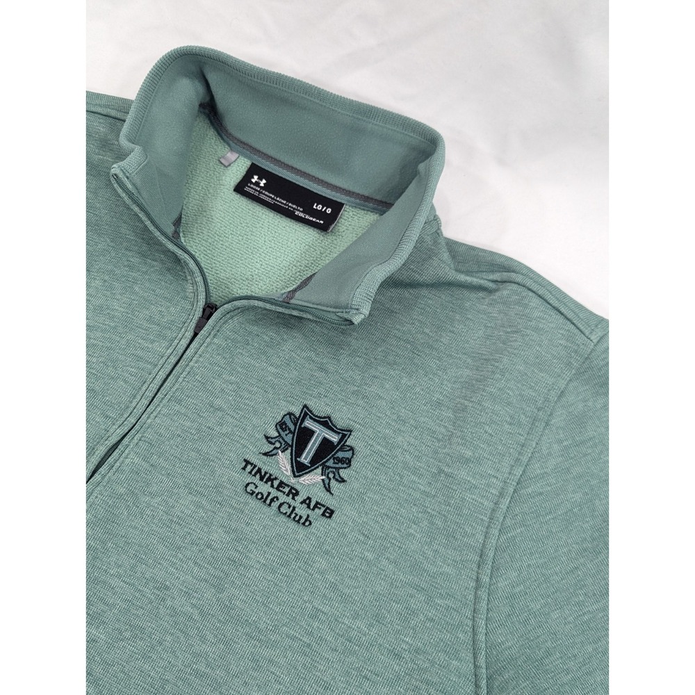 Under Armour Loose Quarter Zip Pullover Sweater Men Large Green Tinker AFB Golf